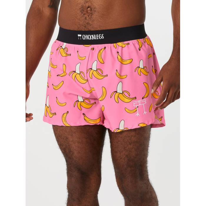 Chicknlegs 【 Men\u0027s Pink Banana 4\" Half Split Shorts Men Pink Banana 】 メンズ pink サクラ色 二分の一 さる股引き メンズ pink サクラ色"