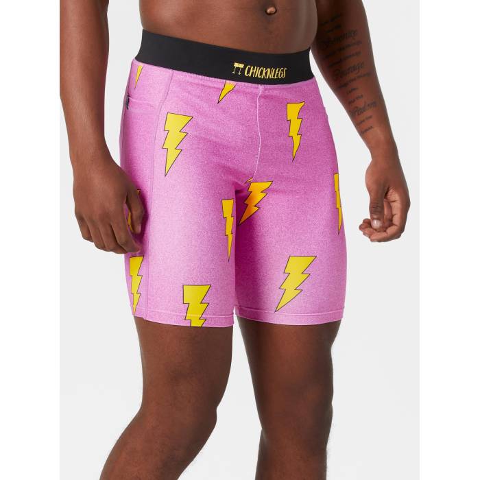 Chicknlegs 【 Men\u0027s Pink Bolts 8\" Half Tight Men Pink Bolts 】 メンズ pink サクラ色 二分の一 メンズ pink サクラ色"