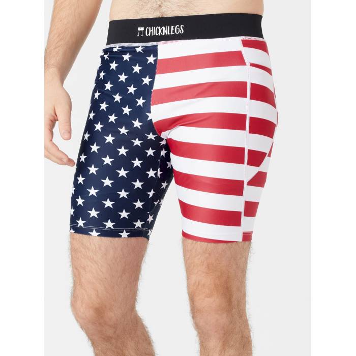 Chicknlegs 【 Men\u0027s Usa Flag 8\" Half Tight Men Usa Flag 】 メンズ 二分の一 メンズ"