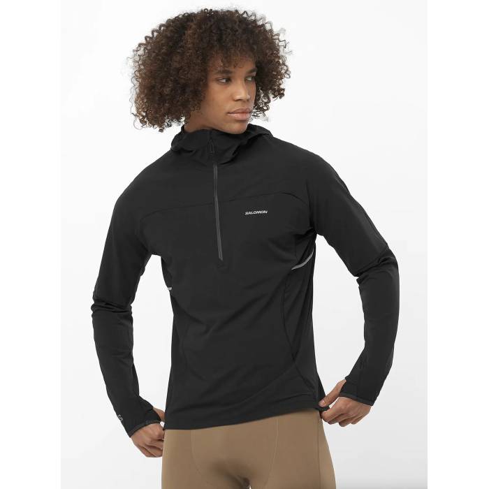 【★百貨店SALE★6/11真夜中2時迄】サロモン Salomon 【 Men\u0027s Sense Aero Hybrid Half Zip Men Deep Black 】 メンズ Hybrid 変わり種 二分の一 メンズ ディープ 黒いこと 黒いこと