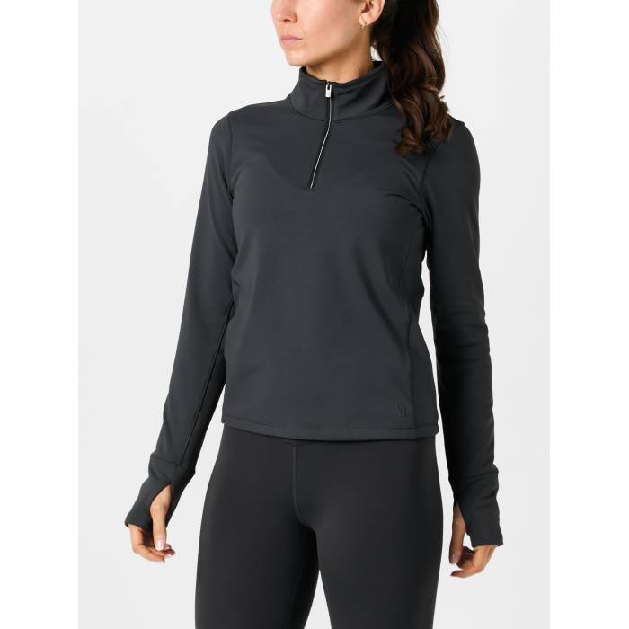 Vuori 【 Women's Chilled Out Half Zip Women Washed Black 】 レディース ハーフ レディース 黒色 ブラック|スニケス