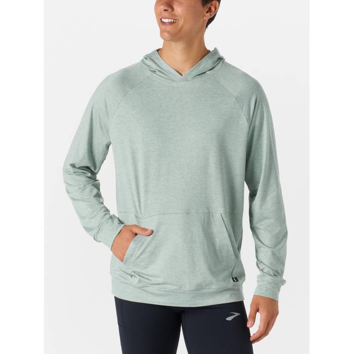 ブルックス Brooks 【 Men\u0027s Luxe Hoodie Men Heather Dark Smoke 】 メンズ フーディー パーカー メンズ heather ギョリュウモドキ
