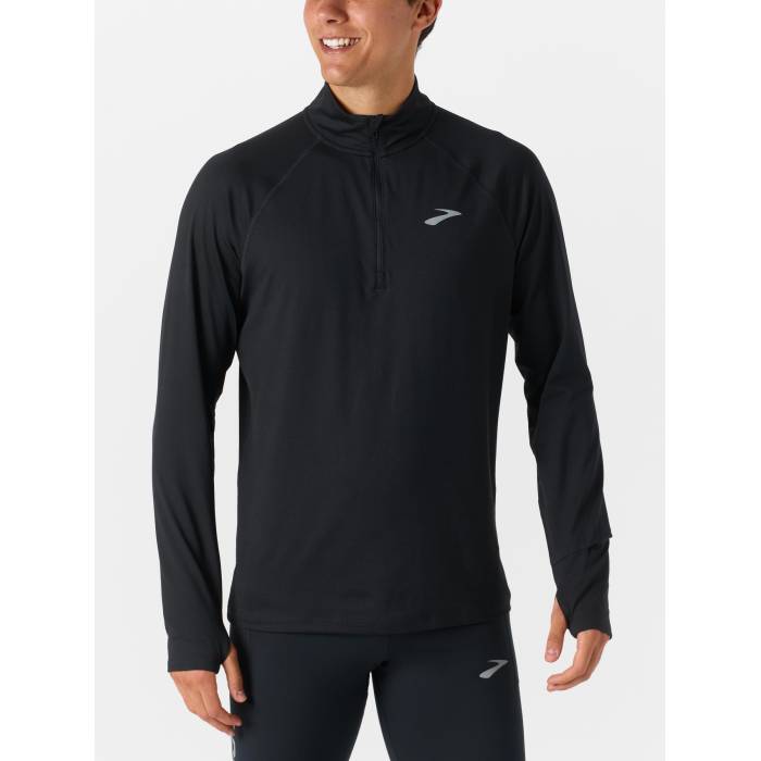 ブルックス Brooks 【 Men\u0027s Dash 1/4 Zip 3.0 Men Black 】 メンズ メンズ 黒いこと 黒いこと