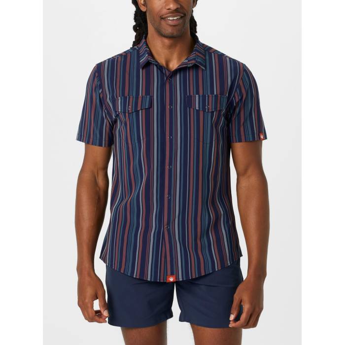 【★百貨店SALE★6/11十二時2時迄】Rabbit 【 Men\u0027s High Country Short Sleeve Sail Stripe Men Midnight Sail Stripe 】 メンズ 御機嫌 カントリー Sleeve 捩り Stripe 縞模様 メンズ Stripe 縞模様