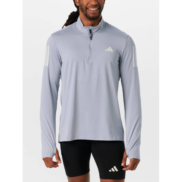 アディダス Adidas 【 Men\u0027s Own The Run Base Half-Zip Men Halo Silver 】 メンズ 幽客 メンズ Silver しろがね色・しろがね色