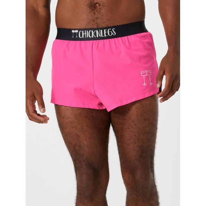 Chicknlegs 【 Men\u0027s Neon Pink 2\" Split Shorts Men Neon Pink 】 メンズ pink サクラ色 さる股引き メンズ pink サクラ色"