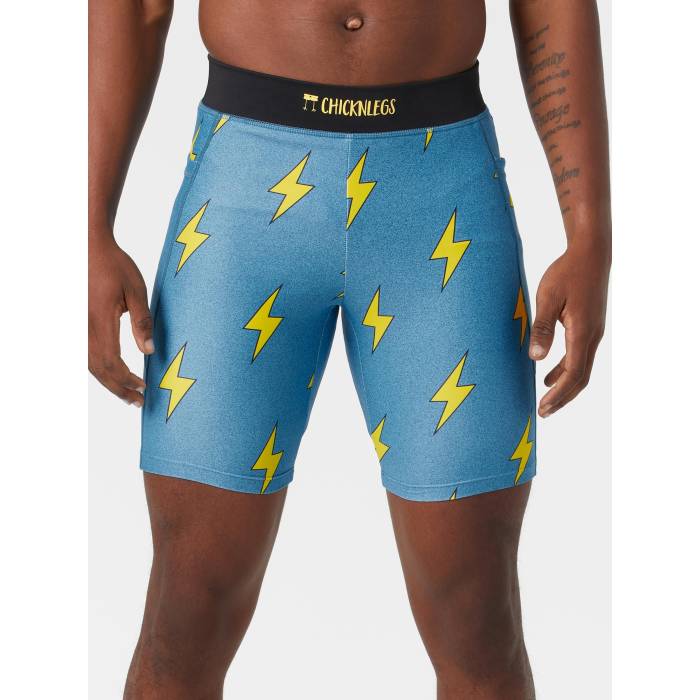 Chicknlegs 【 Men\u0027s Blue Bolts 8\" Half Tight Men Blue Bolts 】 メンズ 青み 青色 二分の一 メンズ 青み 青色"
