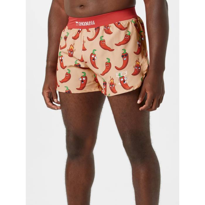 Chicknlegs 【 Men\u0027s Chili Peppers 4\" Half Split Shorts Men Chili Pepper 】 メンズ 二分の一 さる股引き メンズ"