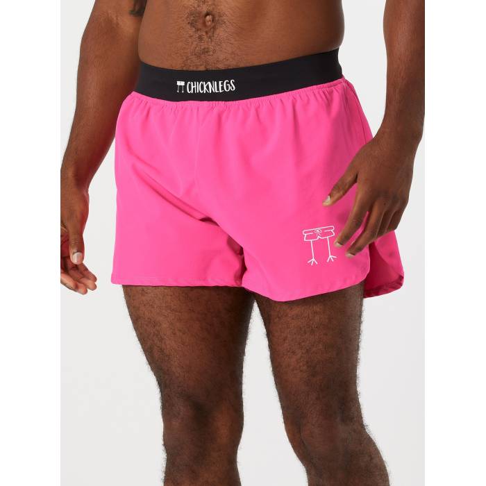 Chicknlegs 【 Men\u0027s Neon Pink 4\" Half Split Shorts Men Neon Pink 】 メンズ pink サクラ色 二分の一 さる股引き メンズ pink サクラ色"
