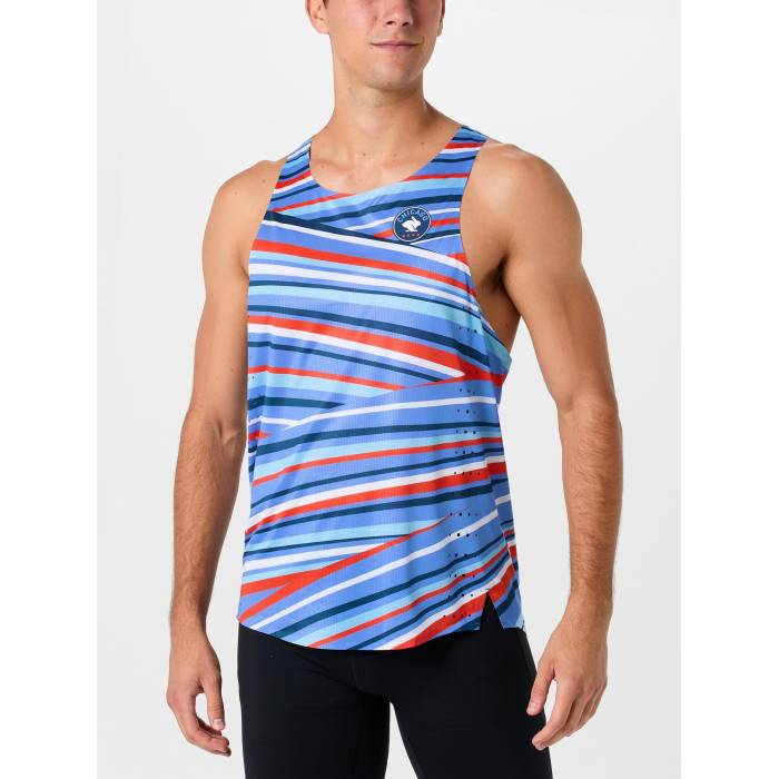 【★百貨店SALE★6/11十二時2時迄】Rabbit 【 Men\u0027s Go Time Singlet 2025 Chicago Men Crystal Blue 】 メンズ 一時停止 Singlet シングレット 風の強い町 メンズ 青み 青色