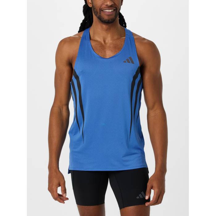 アディダス Adidas 【 Men\u0027s Adizero Archive Running Singlet Men Ray Blue 】 メンズ アディゼロ Singlet シングレット メンズ 青み 青色