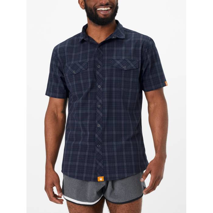【★百貨店SALE★6/11十二時2時迄】Rabbit 【 Men\u0027s High Country Short Sleeve Shirt Blue Plaid Men Blue Plaid 】 メンズ 御機嫌 カントリー Sleeve 捩り 青み 青色 メンズ 青み 青色