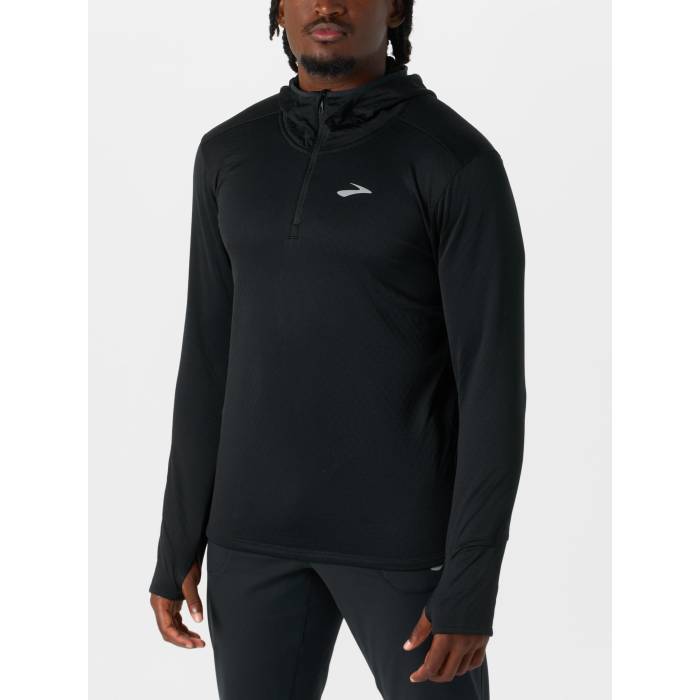ブルックス Brooks 【 Men\u0027s Notch Thermal Hoodie 3.0 Men Black 】 メンズ フーディー パーカー メンズ 黒いこと 黒いこと