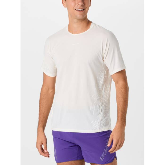 【★百貨店SALE★6/11十二時2時迄】サロモン Salomon 【 Men\u0027s Sense Aero Short Sleeve Tee Gfx Men Whisper White 】 メンズ Sleeve 捩り プルオーバー メンズ 白いこと 白いこと