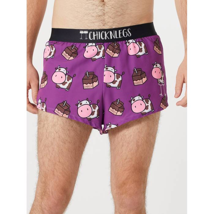 Chicknlegs 【 Men\u0027s Choccy Cows 2\" Split Shorts Men Chocolate Milk Cows 】 メンズ さる股引き メンズ"