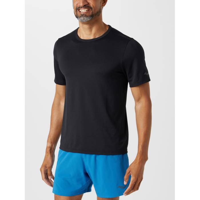 【★百貨店SALE★6/11十二時2時迄】サッカニー Saucony 【 Men\u0027s Stopwatch Short Sleeve Men Black 】 メンズ Sleeve 捩り メンズ 黒いこと 黒いこと
