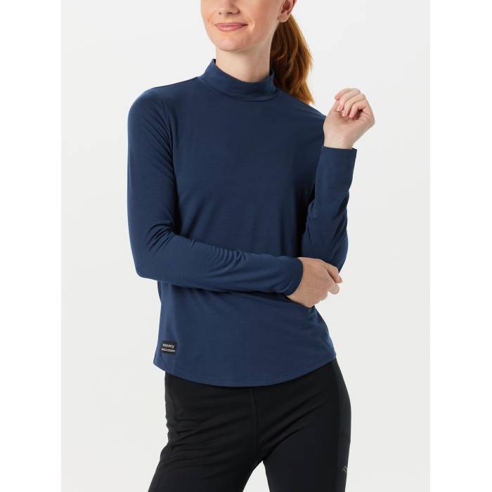 サッカニー Saucony 【 Women's Triumph Long Sleeve Women Navy 】 レディース Sleeve スリーブ レディース 紺色 ネイビー
