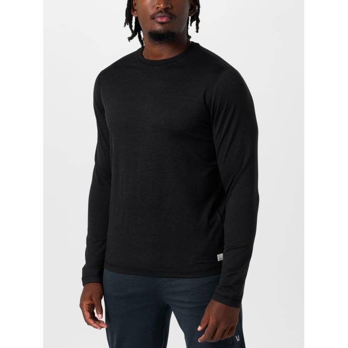 Vuori 【 Men\u0027s Ponto Performance Long Sleeve Men Black Heather 】 メンズ 演奏 Sleeve 捩り メンズ 黒いこと 黒いこと heather ギョリュウモドキ