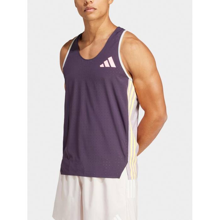 【★百貨店SALE★6/11十二時2時迄】アディダス Adidas 【 Men\u0027s Adizero Pro Running Singlet Men Aurora Black/Fig 】 メンズ アディゼロ 労働者階級 Singlet シングレット メンズ 黒いこと 黒いこと