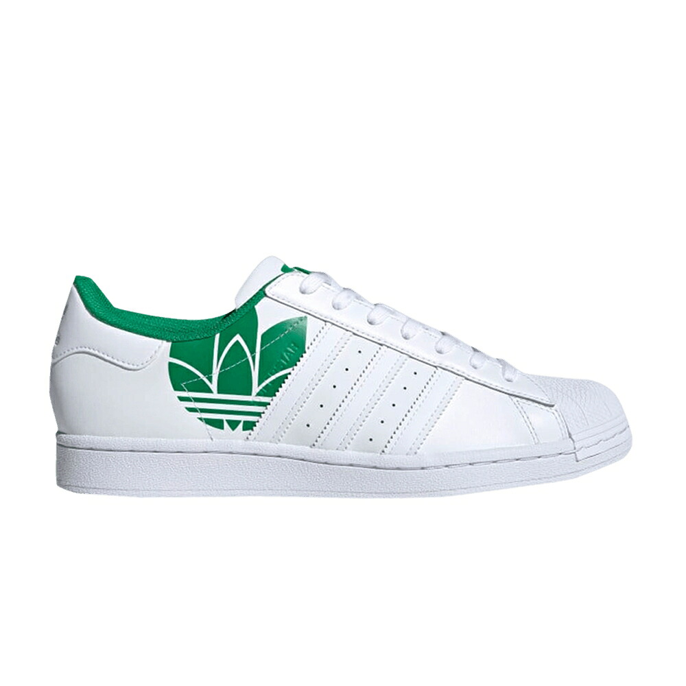 アディダス スーパースター 白色 ホワイト 緑 グリーン 'TREFOIL GREEN' スニーカー メンズ ADIDAS SUPERSTAR PRINT - WHITE / CLOUD WHITE CLOUD WHITE GREEN｜スニケス