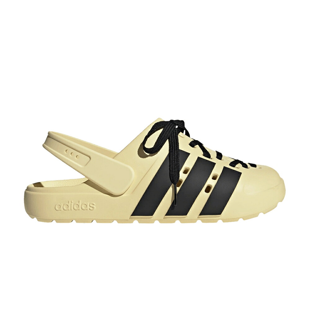 アディダス アディレッタ ウォーム コア 黒色 ブラック ゴールド 2.0 'WARM LACES' スニーカー メンズ ADIDAS ADILETTE CLOG VANILLA / WARM VANILLA CORE BLACK GOLD｜スニケス