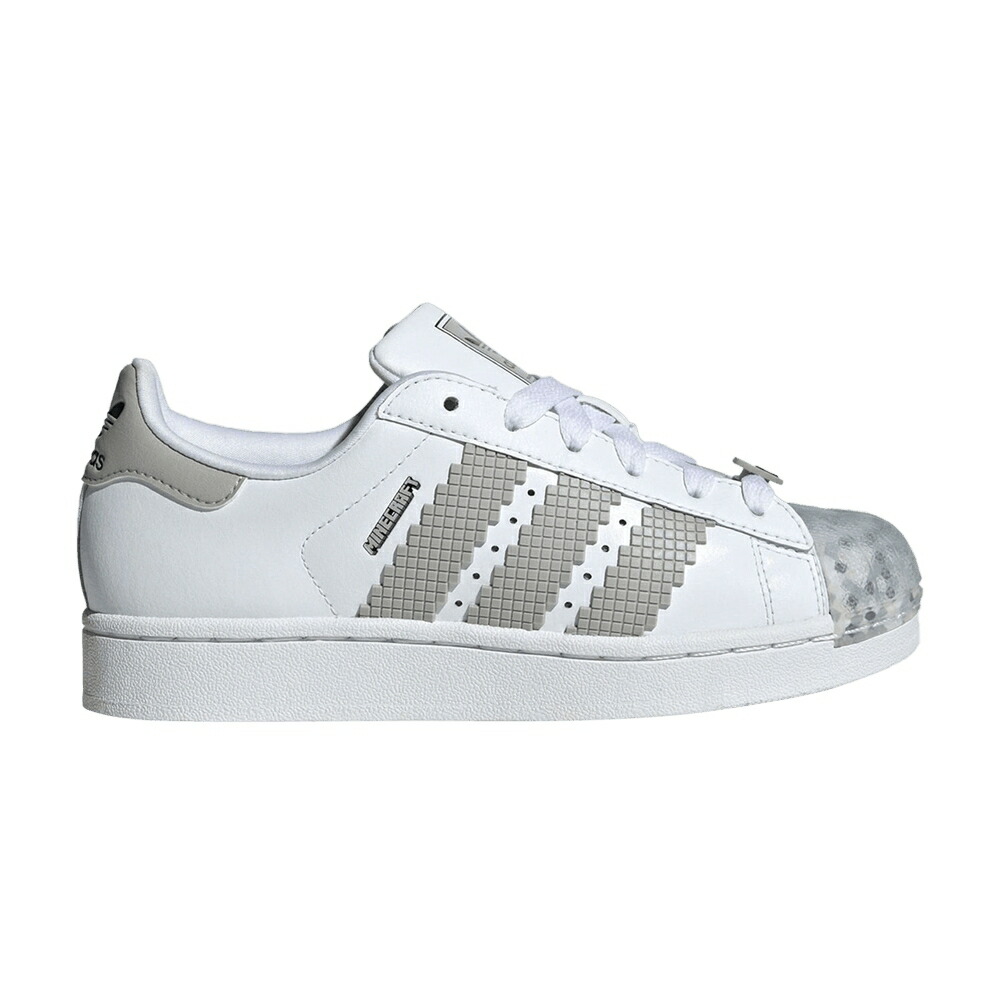 アディダス スーパースター 白色 ホワイト 灰色 グレー コア 黒色 ブラック KELETON スニーカー メンズ ADIDAS MINECRAFT X SUPERSTAR J / CLOUD WHITE GREY TWO CORE BLACK