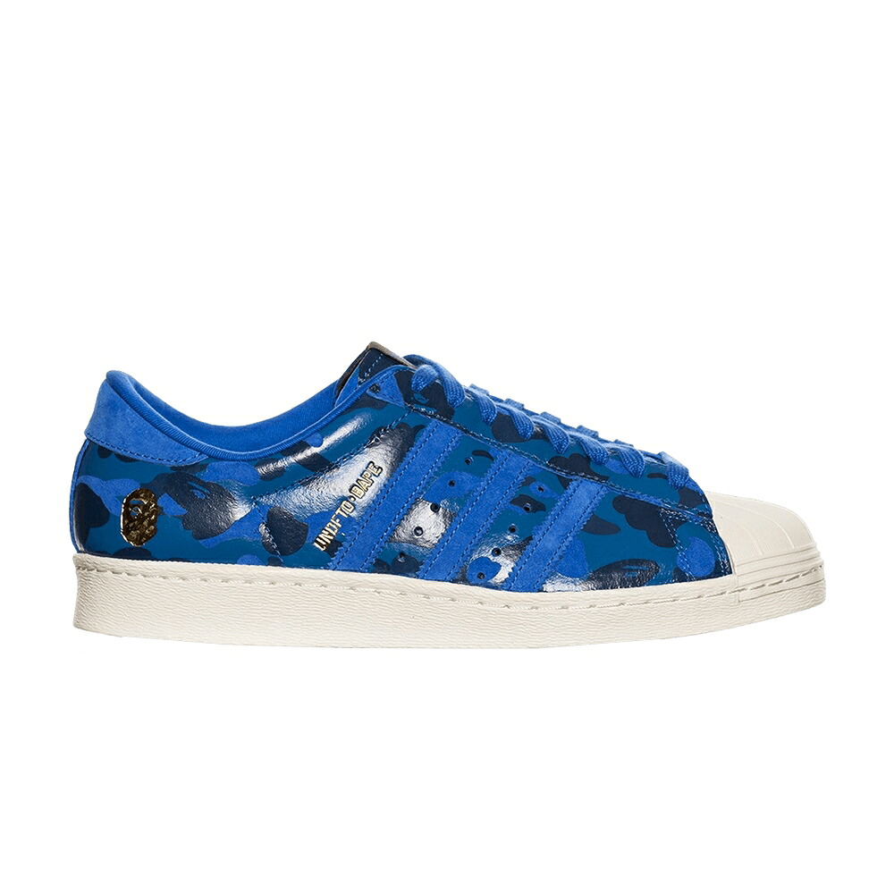 アディダス はやりっ子 青味 青み 間鴨柄 \u0027BLUE CAMO\u0027 スニーカー メンズ ADIDAS A BATHING APE X UNDEAFEATED SUPERSTAR 80S / BLUE CAMO