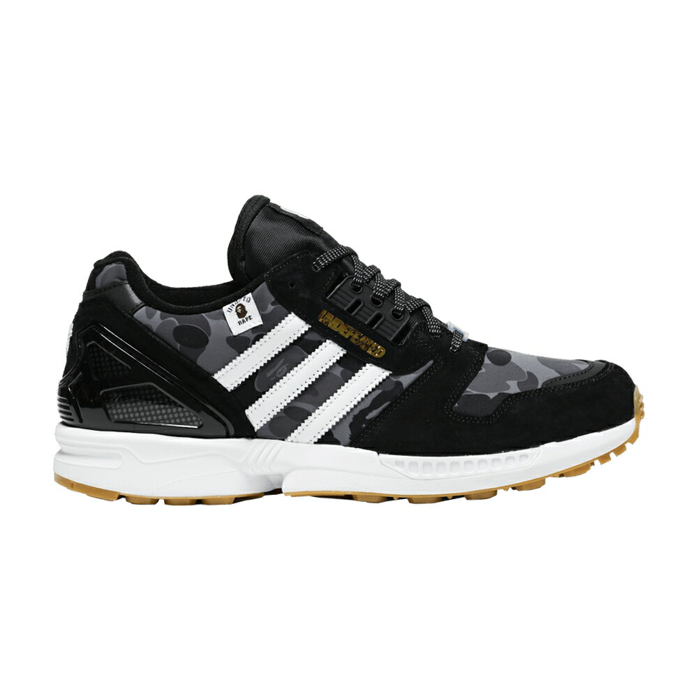 アディダス アンディフィーテッド シリーズ 黒色 ブラック コア 白色 ホワイト AZX CAMO スニーカー メンズ ADIDAS BAPE X UNDEFEATED ZX 8000 A-ZX SERIES - BLACK / CORE BLACK CLOUD WHITE GUM
