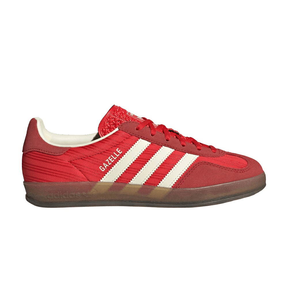 アディダス ガゼル 赤 レッド クリーム 白色 ホワイト 'RED SATIN' スニーカー レディース ADIDAS WMNS GAZELLE INDOOR PINSTRIPE / RED BETTER SCARLET CREAM WHITE|スニケス