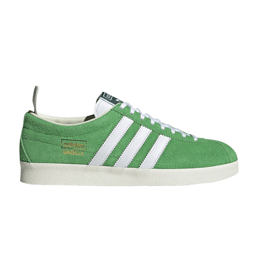 アディダス ガゼル ビンテージ ヴィンテージ 緑 グリーン 白色 ホワイト 'SEMI GREEN' スニーカー メンズ ADIDAS GAZELLE VINTAGE FLASH / SEMI FLASH GREEN CLOUD WHITE OFF｜スニケス