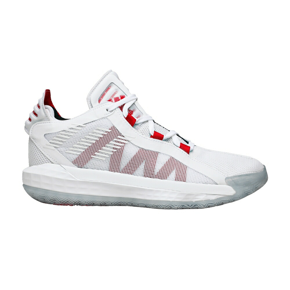 アディダス 白色 ホワイト コア 黒色 ブラック CARLET スニーカー メンズ ADIDAS DAME 6 / CLOUD WHITE SCARLET CORE BLACK