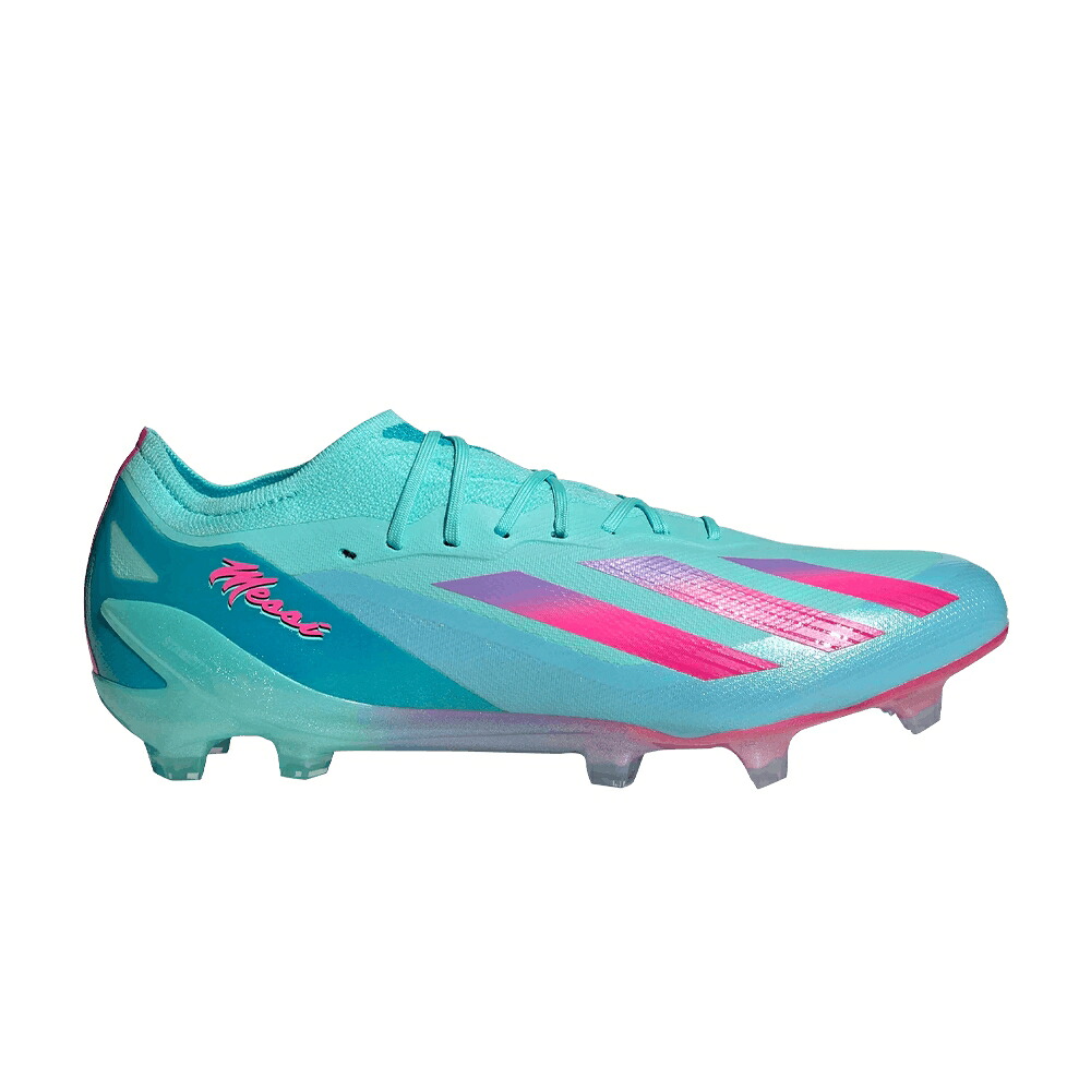 アディダス アクア さくら色 シアン MESSI.1 \u0027BIENVENIDO MIAMI\u0027 スニーカー メンズ ADIDAS X CRAZYFAST FG A / FLASH AQUA LUCID PINK LUCID CYAN
