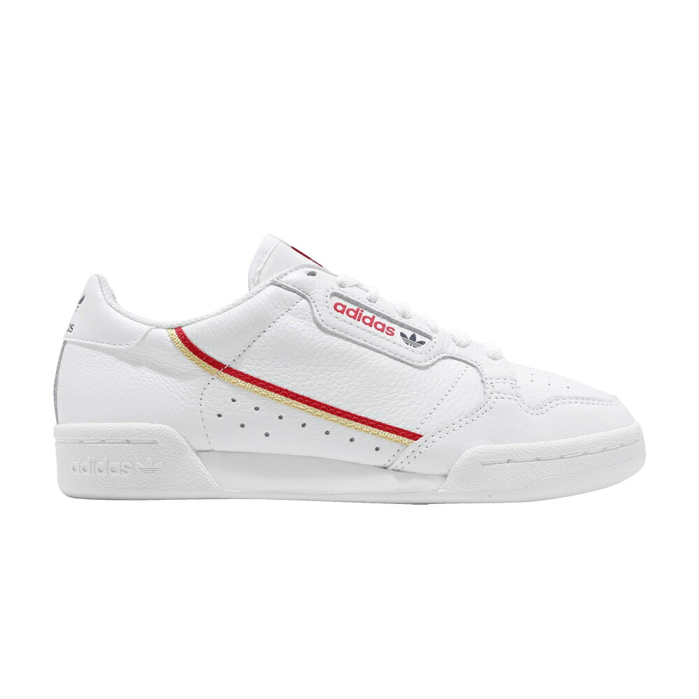アディダス 白色 ホワイト 赤 レッド ゴールド 'FOOTWEAR WHITE' スニーカー レディース ADIDAS WMNS CONTINENTAL 80 / FOOTWEAR WHITE ACTIVE RED GOLD｜スニケス