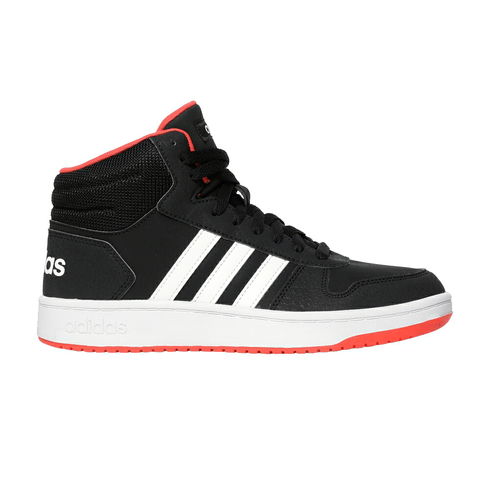 アディダス ミッド コア 黒色 ブラック 白色 ホワイト 2.0 'BLACK RED' スニーカー メンズ ADIDAS HOOPS MID J HI-RES / CORE BLACK CLOUD WHITE HI RES