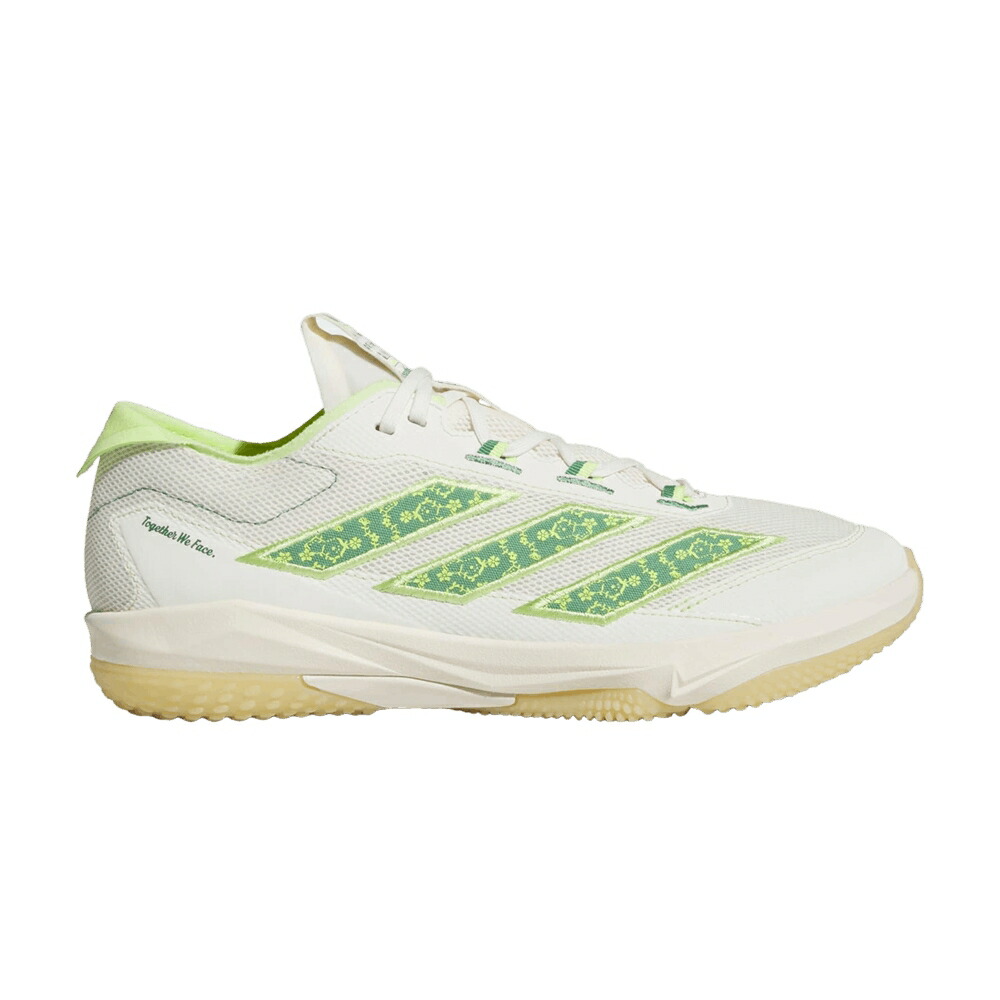 アディダス アディゼロ インパクト ターフ 白色 ホワイト 緑 グリーン TOGETHER FACE スニーカー メンズ ADIDAS THE HIDDEN OPPONENT X ADIZERO IMPACT TURF WE / OFF WHITE PRELOVED GREEN PULSE