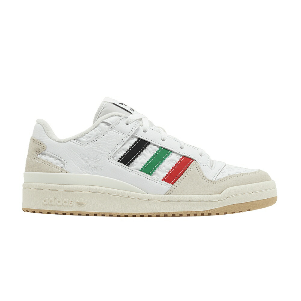 アディダス フォーラム 白色 ホワイト 赤 レッド 緑 グリーン 'ALLOVER TREFOILS' スニーカー メンズ ADIDAS FORUM LOW CL DEBOSSED / FOOTWEAR WHITE RED GREEN|スニケス