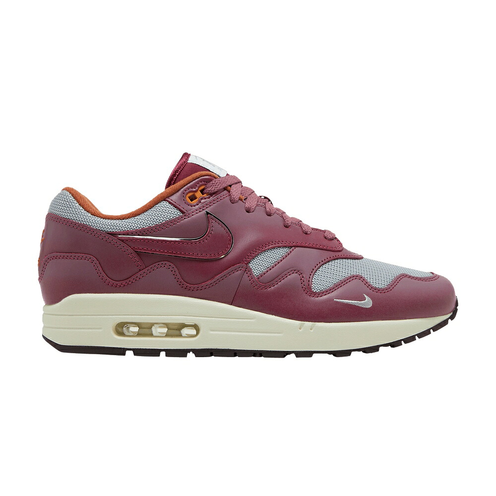 ナイキ マックス しろがね色 しろがね色 混雑時 マルーン エア湖マックス \u0027RUSH MAROON\u0027 スニーカー メンズ NIKE PATTA X AIR MAX 1 / METALLIC SILVER RUSH MAROON