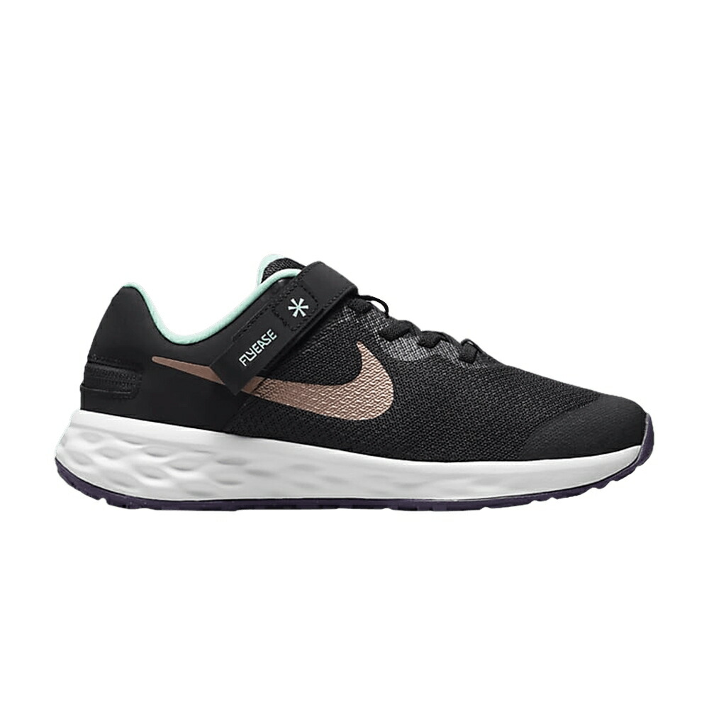 ナイキ レボリューション 赤 レッド 黒色 ブラック 紫 パープル 'BLACK BRONZE' ジュニア キッズ NIKE REVOLUTION 6 FLYEASE GS METALLIC RED / BLACK MINT FOAM CANYON PURPLE ベビー マタニティ スニーカー|スニケス