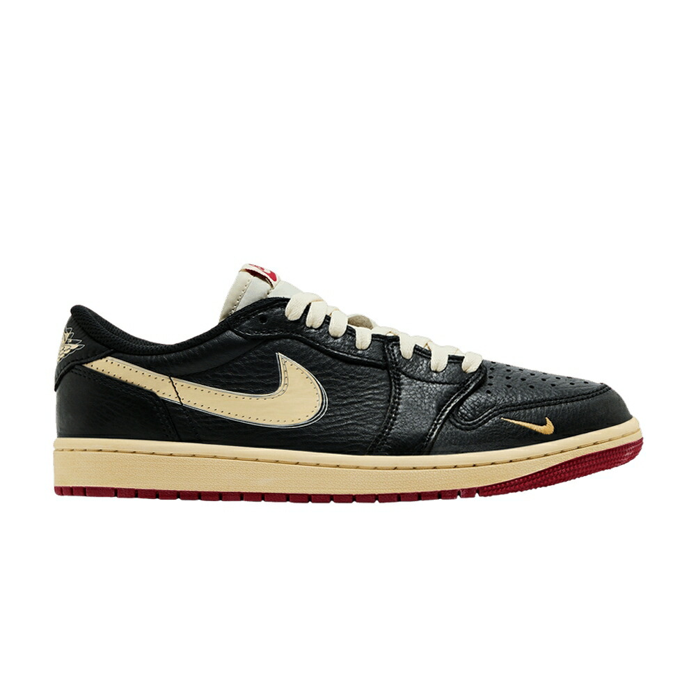 ナイキ 黒いこと 黒いこと 赤 赤いこと エアジョーダン \u0027BETTER TIME\u0027 スニーカー メンズ AIR JORDAN NIGEL SYLVESTER X AIR JORDAN 1 LOW OG WITH / BLACK MUSLIN VARSITY RED