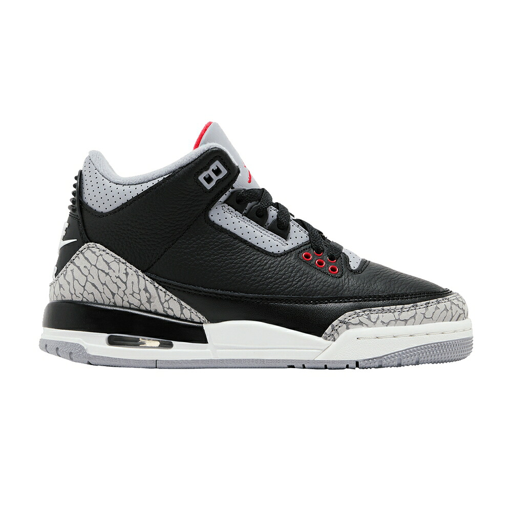 ナイキ 黒色 ブラック ファイア 赤 レッド 灰色 シメント グレー エアジョーダン 'BLACK CEMENT' ジュニア キッズ AIR JORDAN AIR JORDAN 3 RETRO OG GS 2024 / BLACK FIRE RED CEMENT GREY SAIL ベビー マタニティ|スニケス