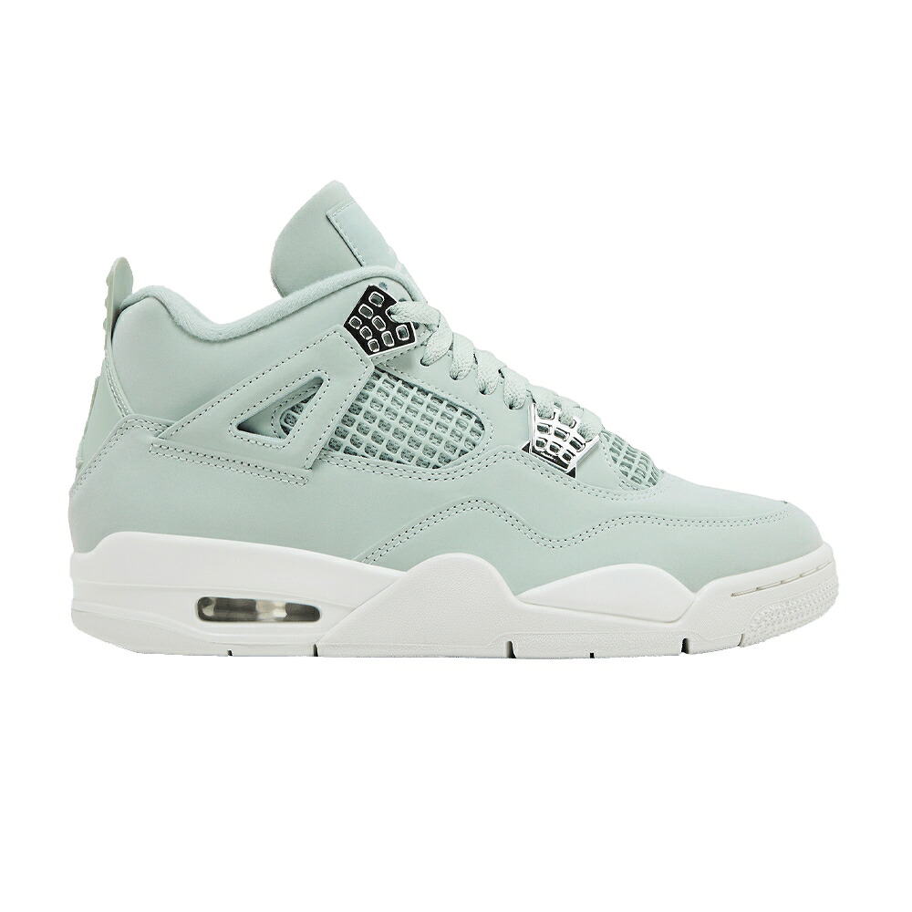 ナイキ しろがね色 しろがね色 エアジョーダン \u0027ABUNDANCE SEAFOAM\u0027 スニーカー レディース AIR JORDAN WMNS AIR JORDAN 4 RETRO / SEAFOAM SAIL METALLIC SILVER