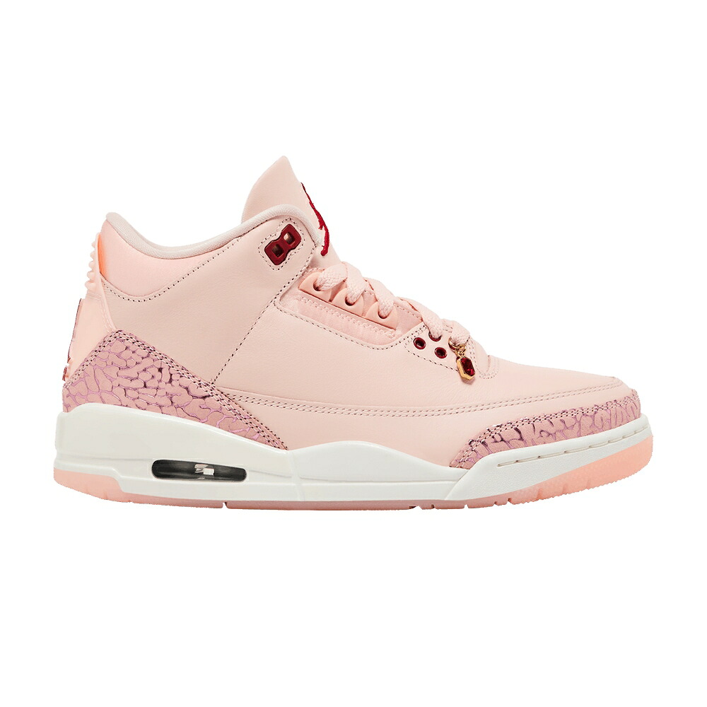 ナイキ 赤 赤いこと エアジョーダン \u0027TREAT YOURSELF\u0027 スニーカー レディース AIR JORDAN WMNS AIR JORDAN 3 RETRO / WASHED CORAL GYM RED SAIL