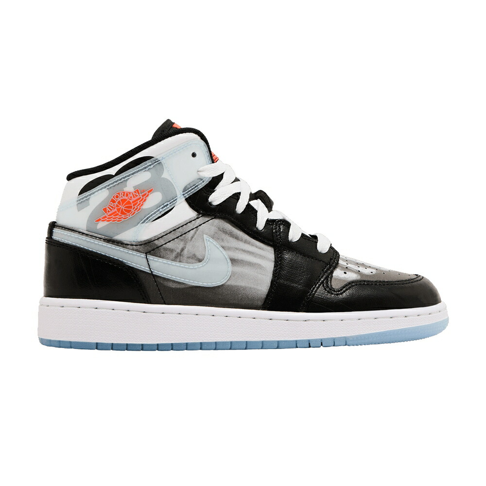 ナイキ ミッド 黒色 ブラック 青色 ブルー クリムゾン エアジョーダン XRAY ジュニア キッズ AIR JORDAN AIR JORDAN 1 MID SS GS X-RAY / BLACK ICE BLUE TOTAL CRIMSON ベビー マタニティ スニーカー
