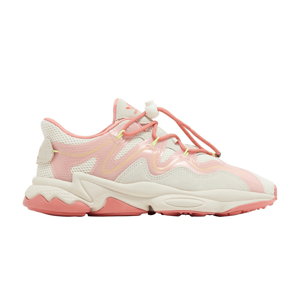 アディダス クリーム 白色 ホワイト ピンク 'CREAM CORAL' スニーカー レディース ADIDAS WMNS OZWEEGO PLUS SEMI / CREAM WHITE SEMI CORAL GLOW PINK｜スニケス