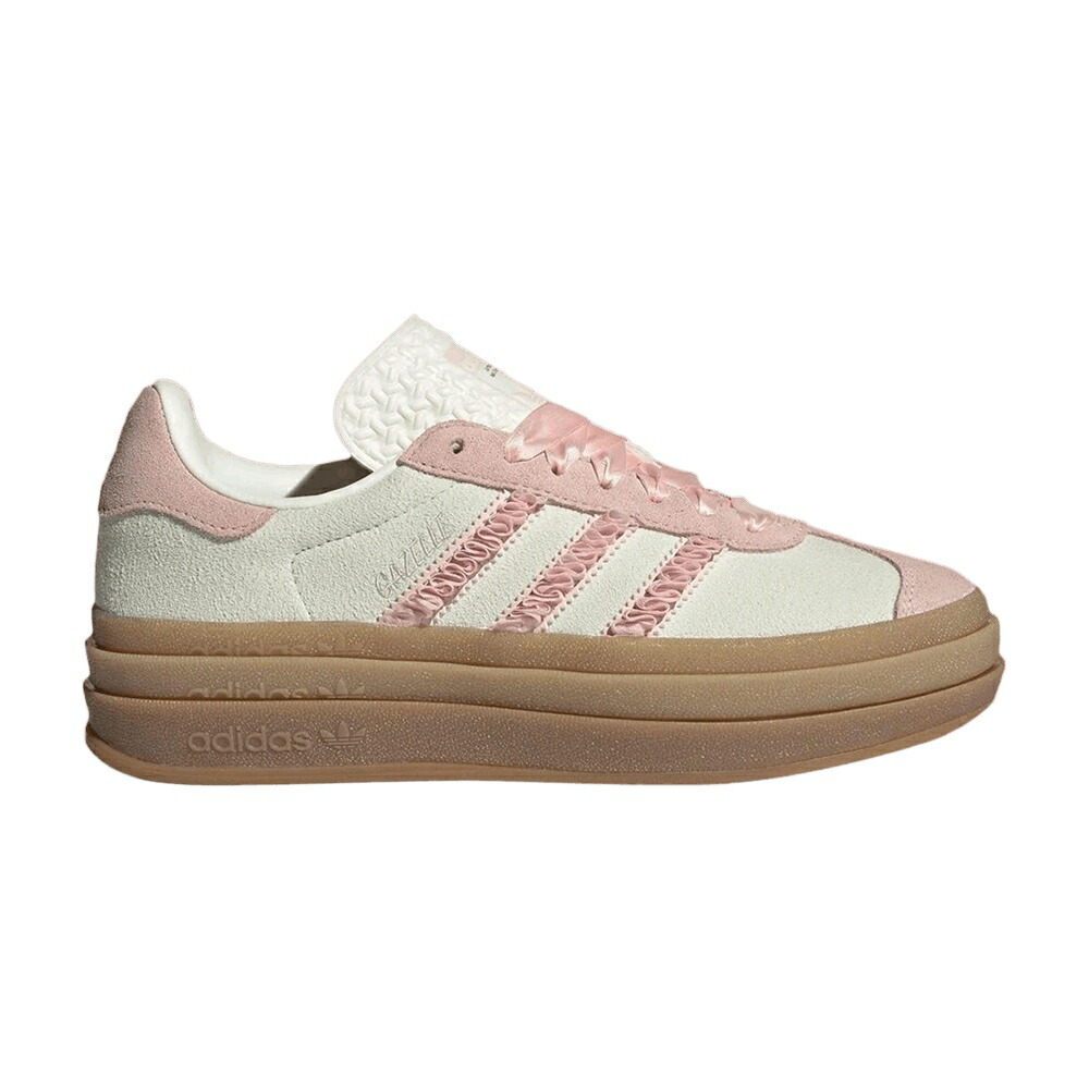 アディダス ガゼル 象牙色 サクラ色 白いこと 白いこと \u0027PINK LACE\u0027 スニーカー レディース ADIDAS WMNS GAZELLE BOLD RUFFLE / IVORY SANDY PINK OFF WHITE