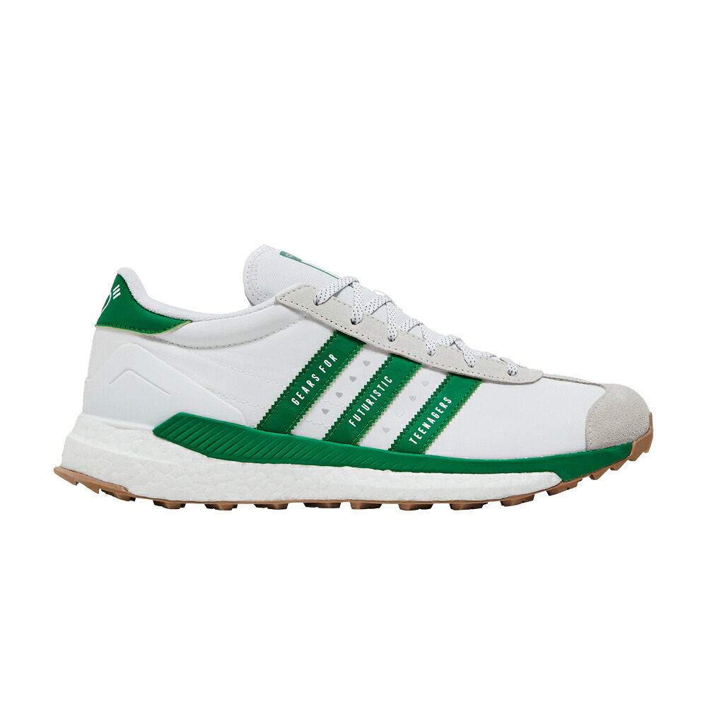 アディダス カントリー 白いこと 白いこと 緑 緑であること \u0027GEARS GREEN\u0027 スニーカー メンズ ADIDAS HUMAN MADE X COUNTRY FOR FUTURISTIC TEENAGERS - WHITE / CLOUD WHITE GREEN OFF WHITE