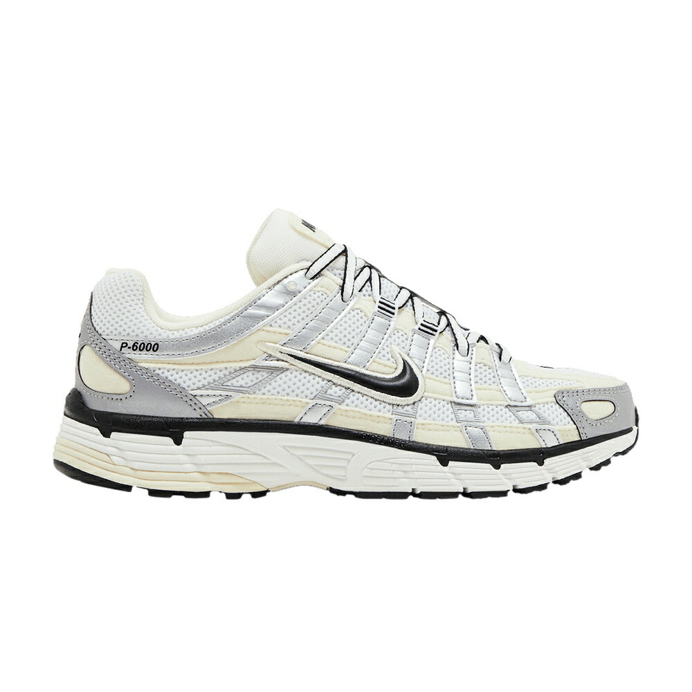 ナイキ 黒色 ブラック 白色 ホワイト 'COCONUT SILVER' スニーカー レディース NIKE WMNS P-6000 MILK METALLIC / COCONUT MILK BLACK SUMMIT WHITE
