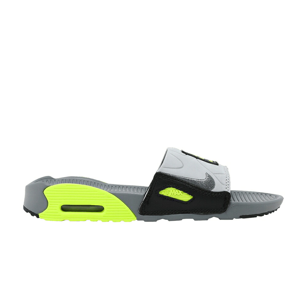 ナイキ マックス サンダル 灰色 グレー 黒色 ブラック エアマックス 'VOLT' スニーカー レディース NIKE WMNS AIR MAX 90 SLIDE / SMOKE GREY VOLT BLACK SMOKE GREY｜スニケス