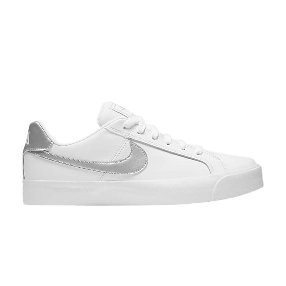 ナイキ コート 白色 ホワイト 銀色 シルバー WHITE SILVER スニーカー レディース NIKE WMNS COURT ROYALE AC METALLIC / WHITE METALLIC SILVER