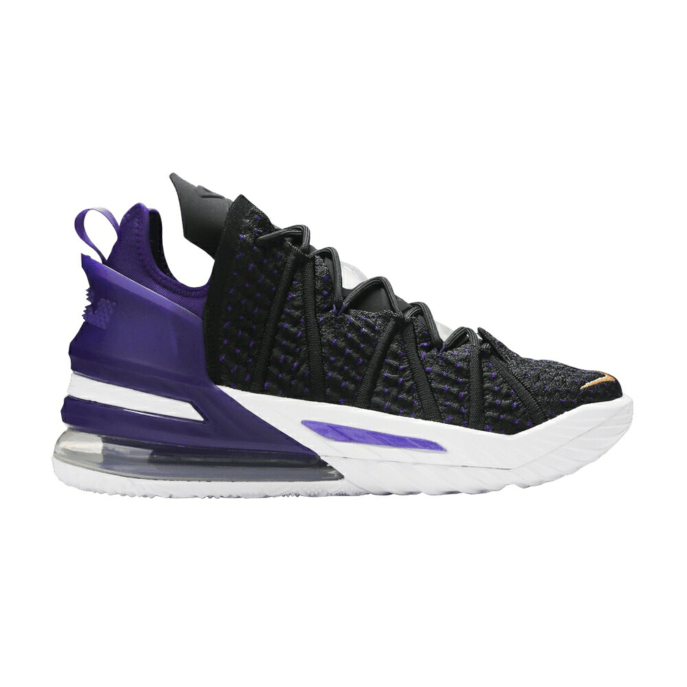 ナイキ レブロン 黒いこと 黒いこと ゴールド 厚地の外套 紫 パープル \u0027LAKERS\u0027 スニーカー メンズ NIKE LEBRON 18 EP / BLACK METALLIC GOLD COURT PURPLE
